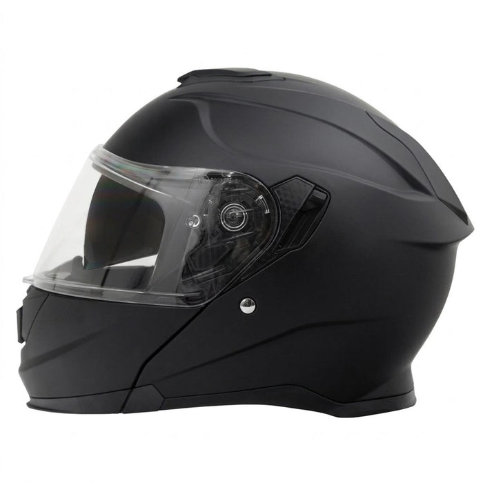 GP Kompozit MKS007-MB Flip-Up Motorcycle Helmet with Sun Visor & Clear Chin Guard – Black