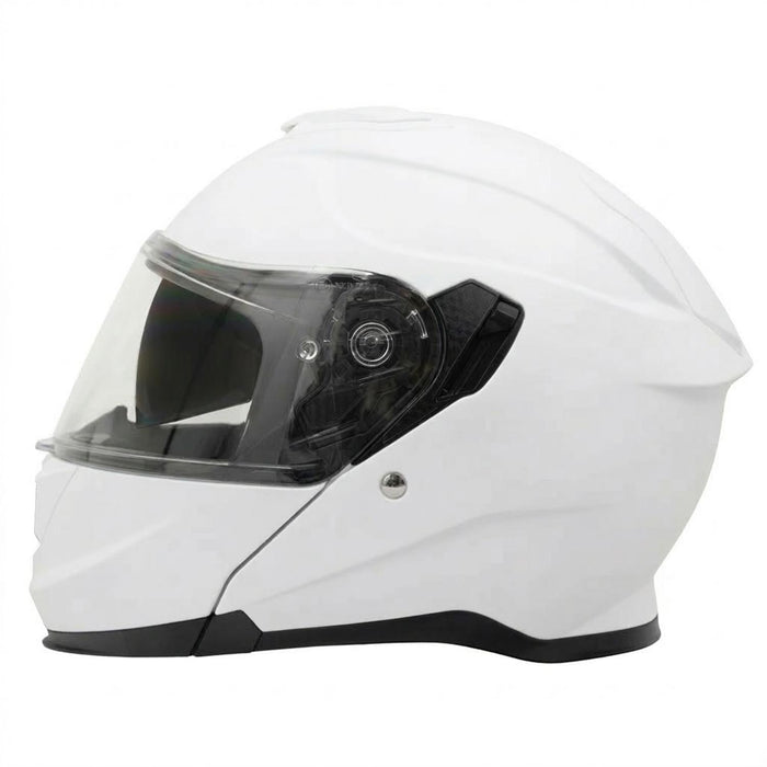 GP Kompozit MKS007-PW Flip-Up Motorcycle Helmet with Sun Visor & Clear Chin Guard – White
