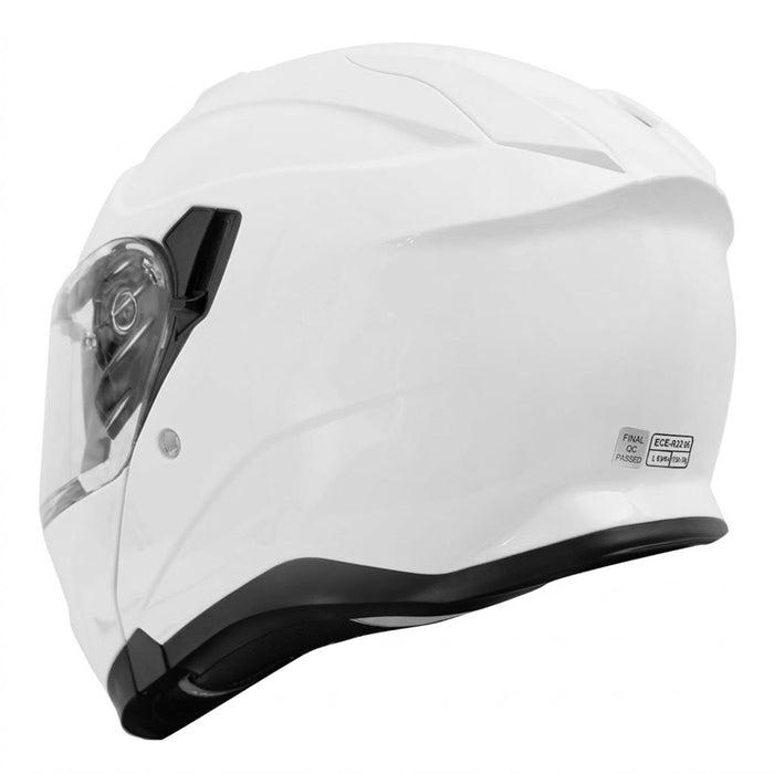 GP Kompozit MKS007-PW Flip-Up Motorcycle Helmet with Sun Visor & Clear Chin Guard – White