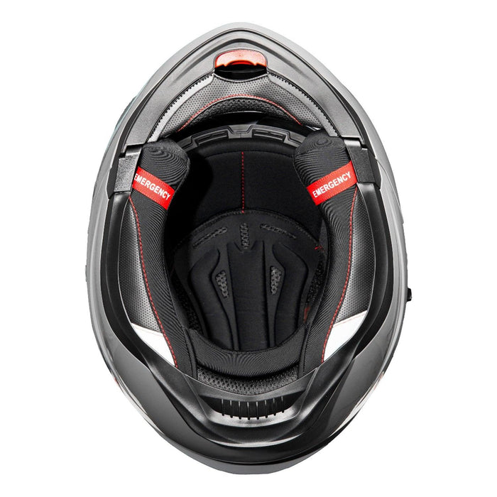 GP Kompozit MKS007-PW Flip-Up Motorcycle Helmet with Sun Visor & Clear Chin Guard – White
