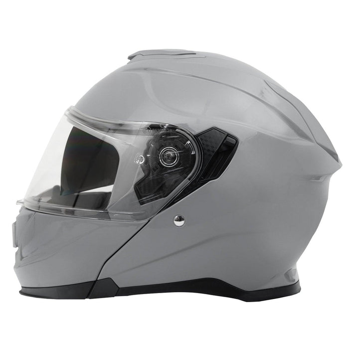 GP Kompozit MKS007-NG Flip-Up Motorcycle Helmet with Sun Visor & Clear Chin Guard – Nardo Gray