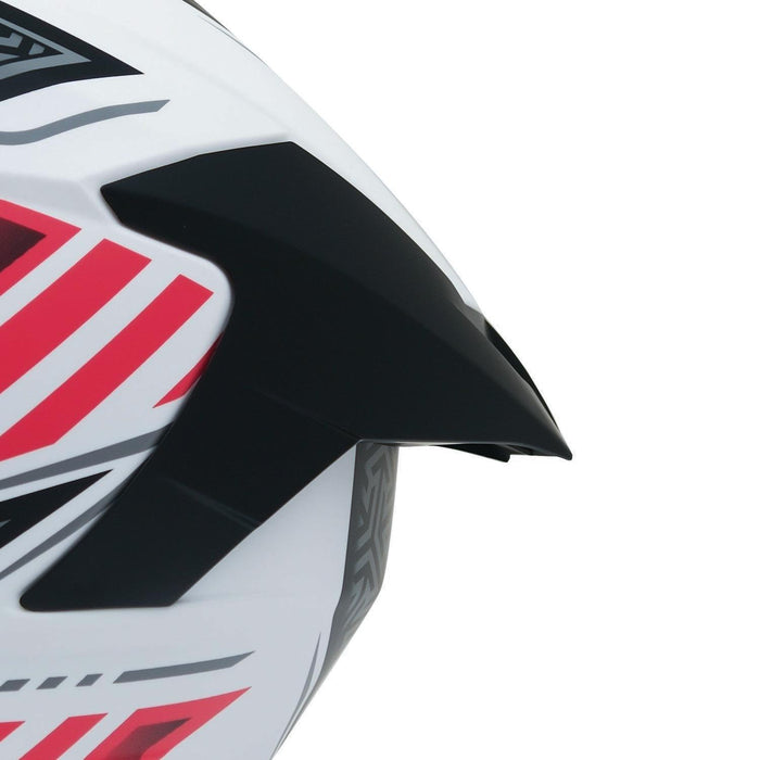 GP Kompozit MKS008-RWRB Racing Spoiler Full Face Motorcycle Helmet with Sun Visor & Clear Visor – White Red Black