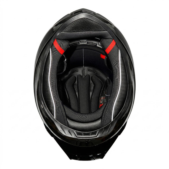 GP Kompozit MKS008-GB Racing Spoiler Full Face Motorcycle Helmet with Sun Visor & Clear Visor – Bright Black