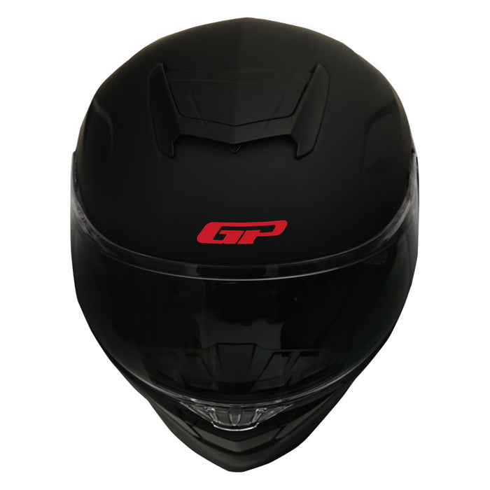 GP Kompozit MKS008-MB Racing Spoiler Full Face Motorcycle Helmet with Sun Visor & Clear Visor – Matte Black