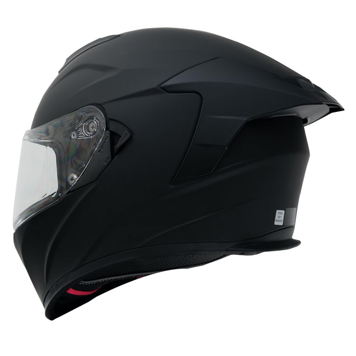 GP Kompozit MKS008-MB Racing Spoiler Full Face Motorcycle Helmet with Sun Visor & Clear Visor – Matte Black