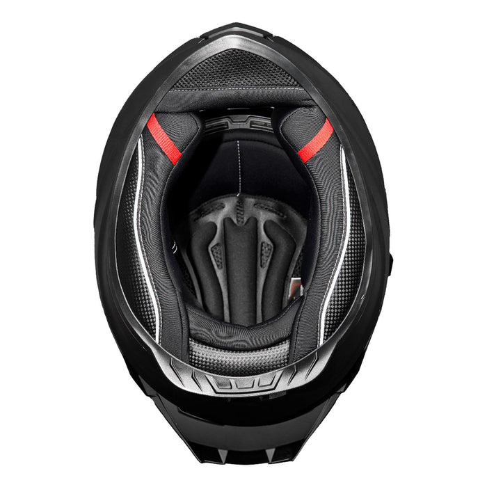 GP Kompozit MKS008-MB Racing Spoiler Full Face Motorcycle Helmet with Sun Visor & Clear Visor – Matte Black