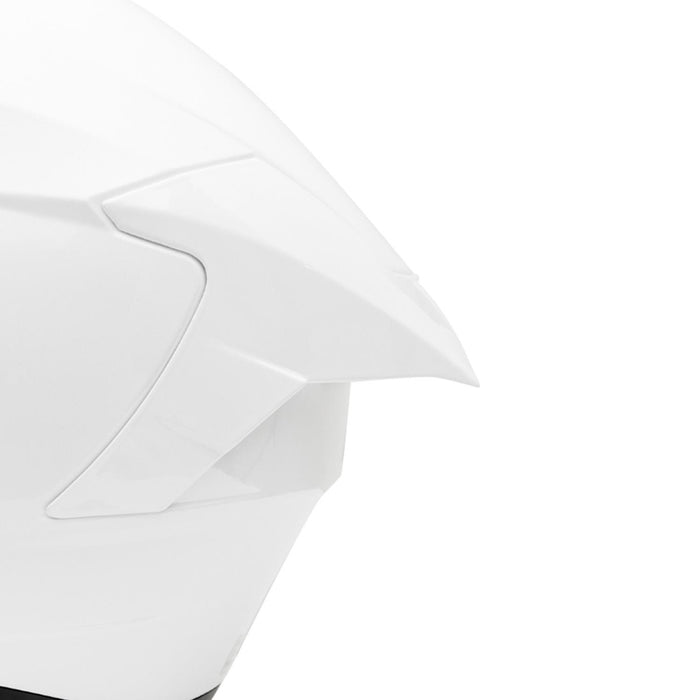 GP Kompozit MKS008-PW Racing Spoiler Full Face Motorcycle Helmet with Sun Visor & Clear Visor – Bright White