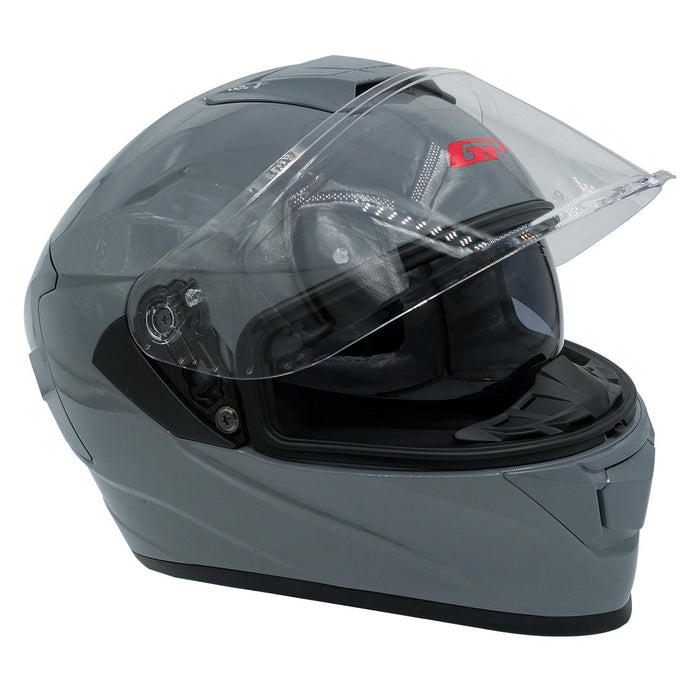 GP Kompozit MKS008-NG Racing Spoiler Full Face Motorcycle Helmet with Sun Visor & Clear Visor – Nardo Grey
