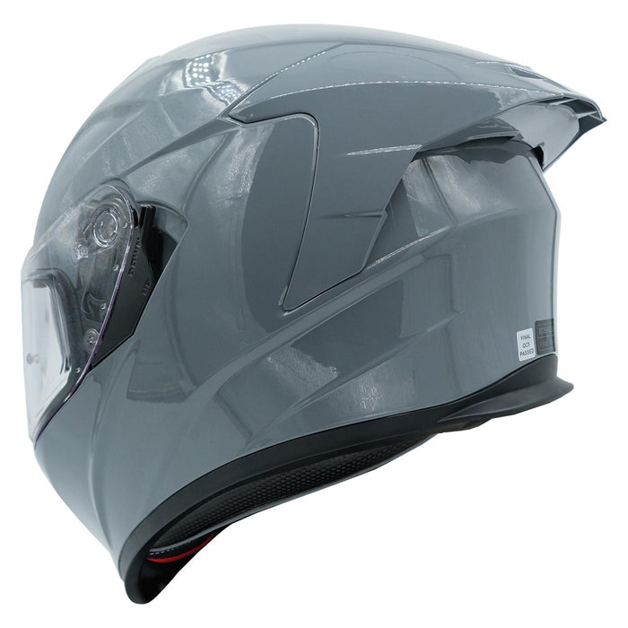 GP Kompozit MKS008-NG Racing Spoiler Full Face Motorcycle Helmet with Sun Visor & Clear Visor – Nardo Grey