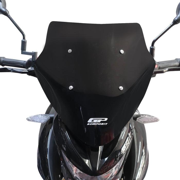 GP Kompozit Sport Windshield Windscreen Black Compatible For Mondial 125 Drift L 2018-2026
