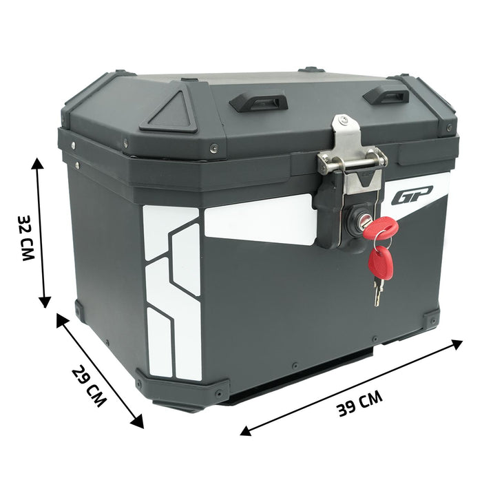 GP Kompozit Universal 32 lt Aluminum Motorcycle Top Case Black