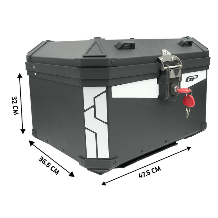 GP Kompozit Universal 51 lt Aluminum Motorcycle Top Case Black