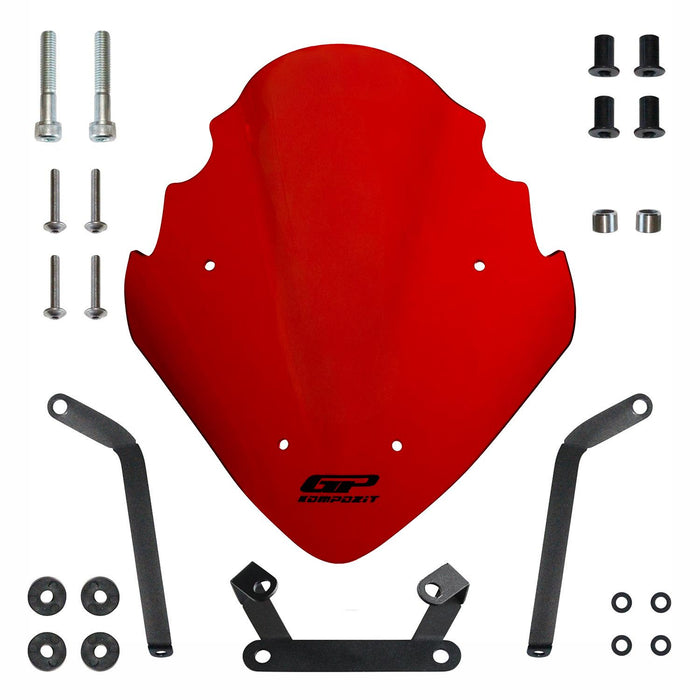 GP Kompozit Windshield Windscreen Red Compatible For Bajaj Pulsar NS200 2011-2024