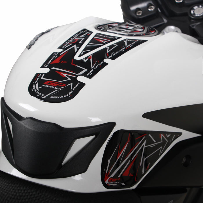 GP Kompozit Tank Pad Set Black-Red Compatible For Bajaj Pulsar NS200 2011-2023