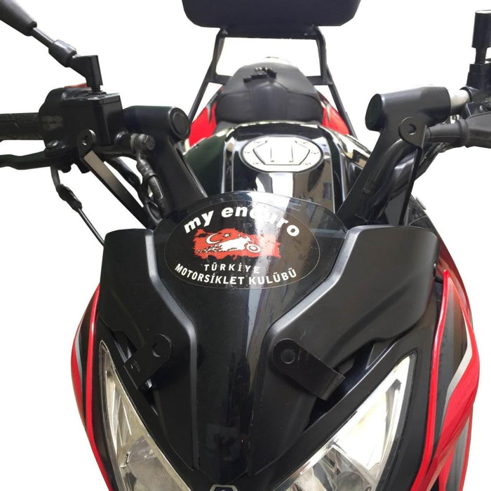 GP Kompozit Long Touring Windshield Windscreen Smoked Compatible For Bajaj Pulsar NS200 2011-2023