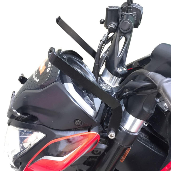 GP Kompozit Long Touring Windshield Windscreen Smoked Compatible For Bajaj Pulsar NS200 2011-2023