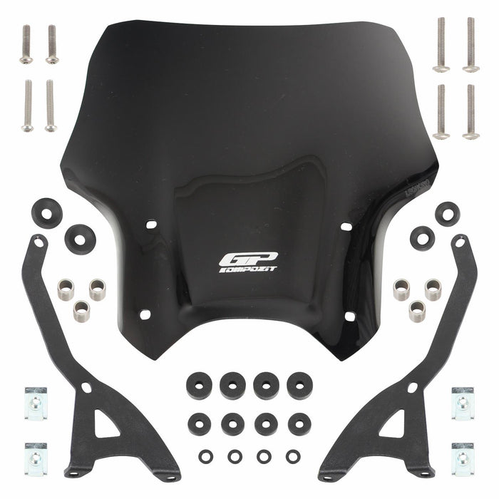 GP Kompozit Windshield Windscreen Black Compatible For For Benelli Leoncino 250 / Leoncino 500  2019-2020