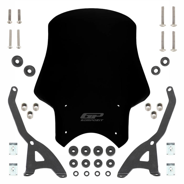 GP Kompozit Windshield Windscreen Black Compatible For Benelli Leoncino 250 / Leoncino 500  2019-2020