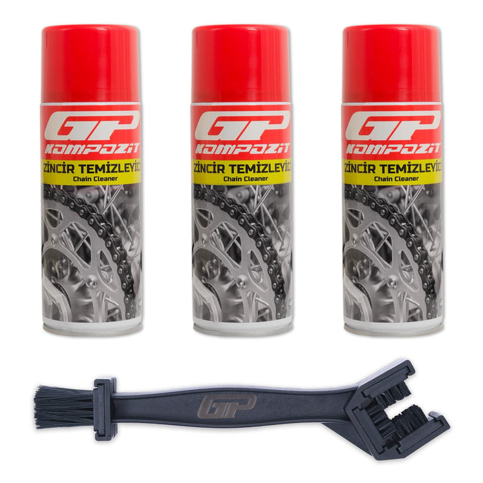 GP Kompozit BKM04 Motobike / Motorcycle Care Kit – 3X Chain Cleaner Spray + Cleaning Brush