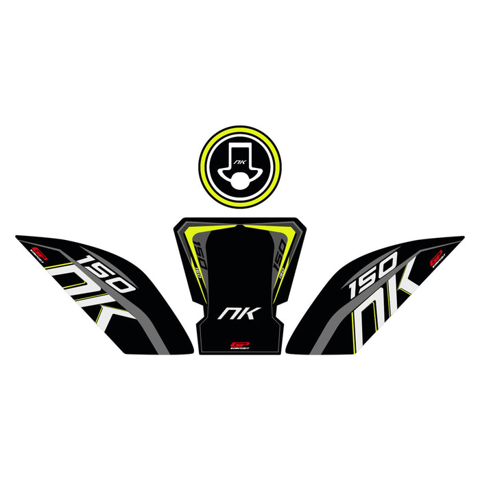 GP Kompozit Tank Pad Set Black-Yellow Compatible For CFMOTO 150NK 2016-2022