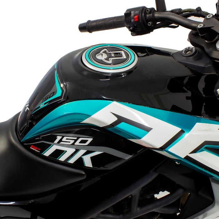 GP Kompozit Tank Pad Set Black-Turquoise Compatible For CFMOTO 150NK 2016-2022