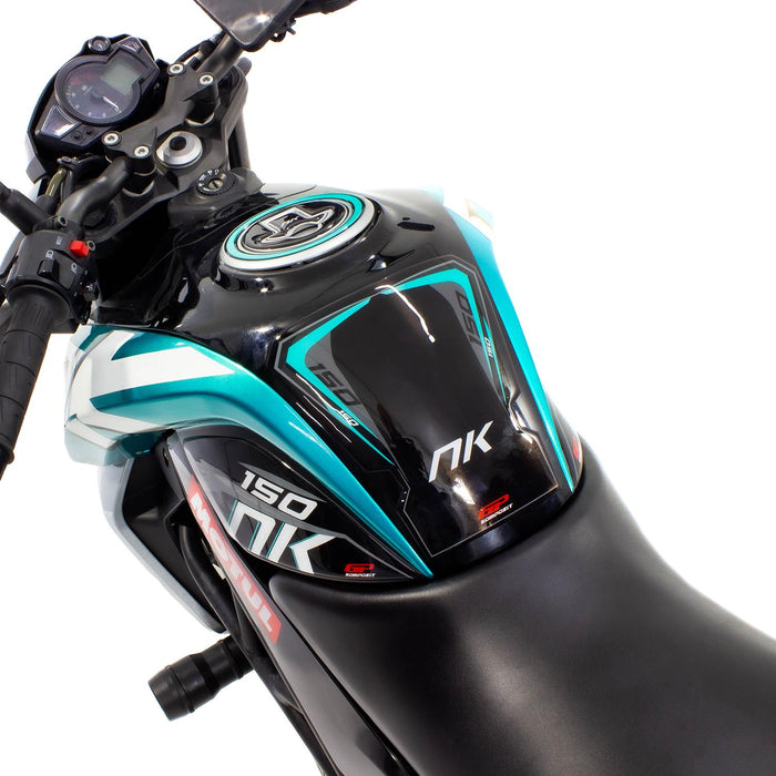 GP Kompozit Tank Pad Set Black-Turquoise Compatible For CFMOTO 150NK 2016-2022