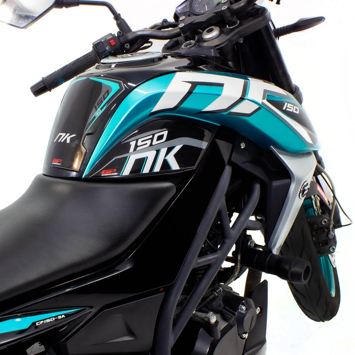 GP Kompozit Tank Pad Set Black-Turquoise Compatible For CFMOTO 150NK 2016-2022