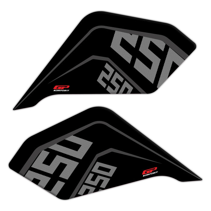 Ensemble de coussinets de réservoir GP Kompozit noirs compatibles pour CFMOTO 250NK / 300NK 2018-2023 