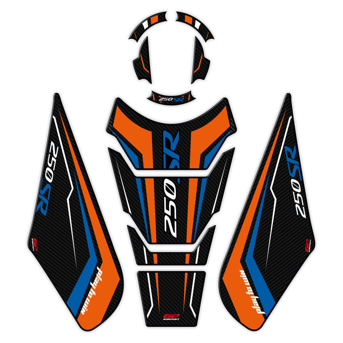 GP Kompozit Tank Pad Set Orange - Blue Compatible For CFMOTO 250SR / 300SR 2020-2024