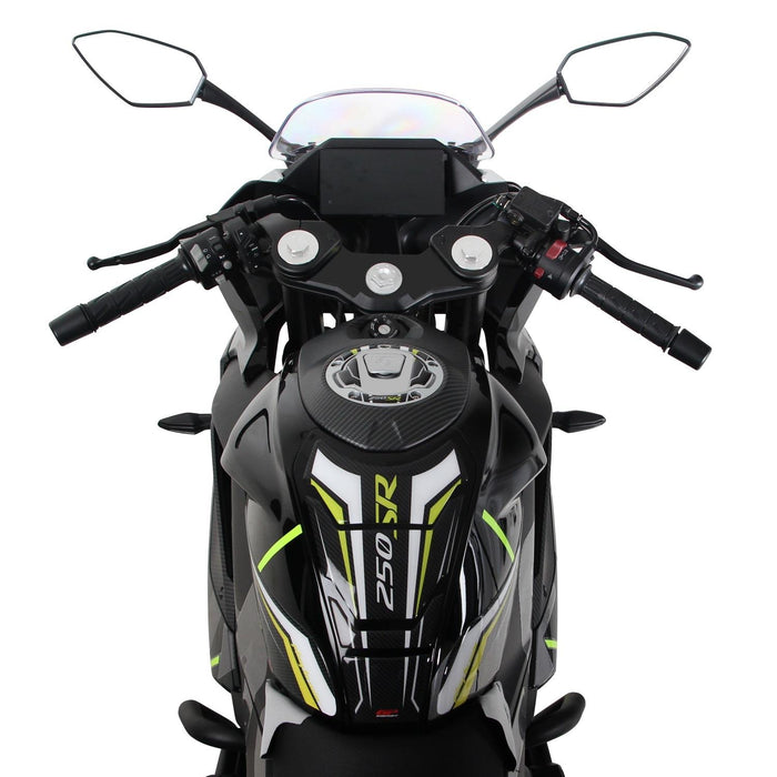 Juego de almohadillas de tanque GP Kompozit negro-rojo compatible con CFMOTO 250SR / 300SR 2023-2026