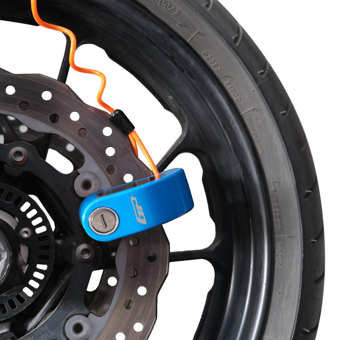 GP Kompozit For Universal Blue Weather-Resistant, Anti-Theft Alarm Motorcycle Disc Lock