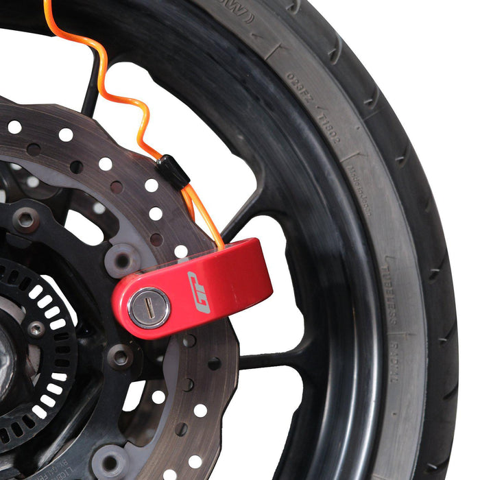 GP Kompozit For Universal Red Weather-Resistant, Anti-Theft Alarm Motorcycle Disc Lock