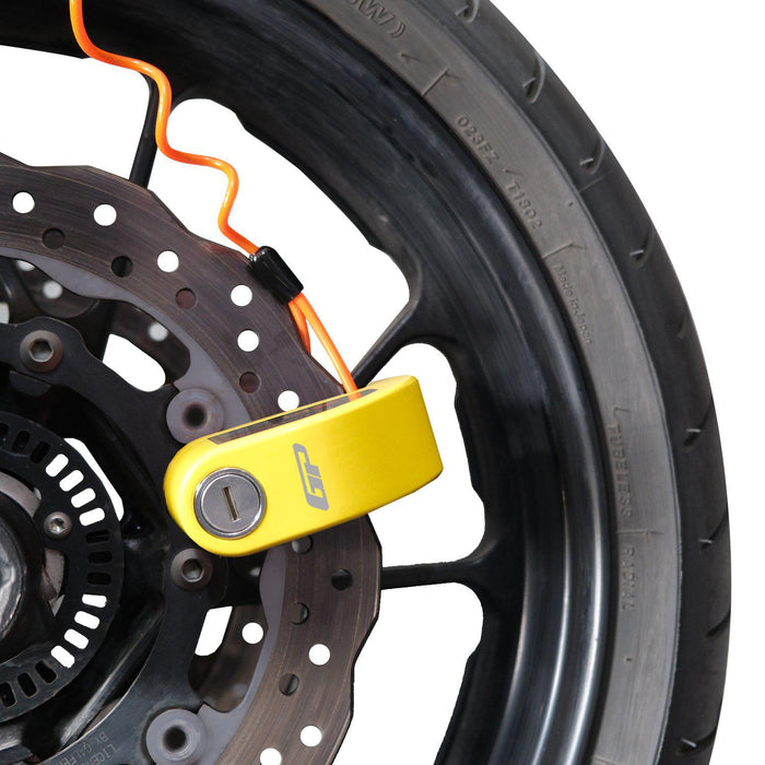 GP Kompozit For Universal Yellow Weather-Resistant, Anti-Theft Alarm Motorcycle Disc Lock