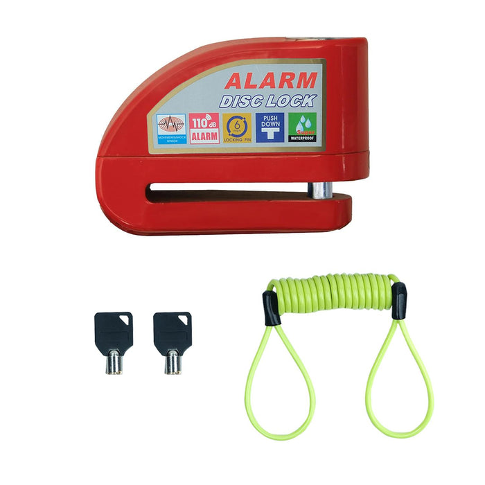 GP Kompozit For Universal Red Weather-Resistant, Anti-Theft Alarm Motorcycle Disc Lock