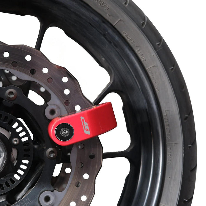 GP Kompozit For Universal Red Weather-Resistant, Anti-Theft Alarm Motorcycle Disc Lock