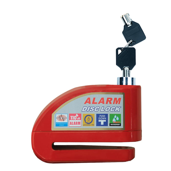 GP Kompozit For Universal Red Weather-Resistant, Anti-Theft Alarm Motorcycle Disc Lock
