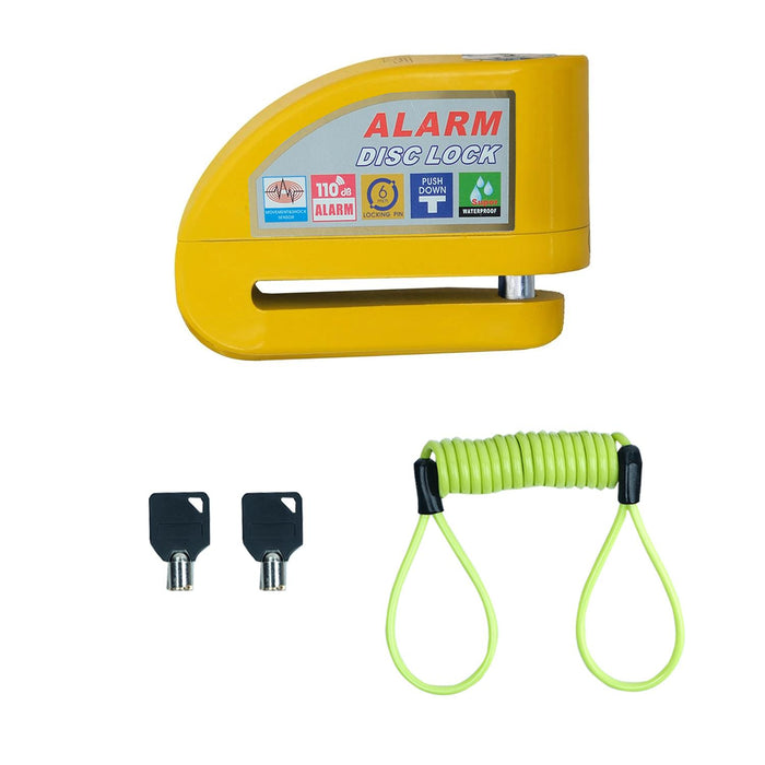 GP Kompozit For Universal Yellow Weather-Resistant, Anti-Theft Alarm Motorcycle Disc Lock