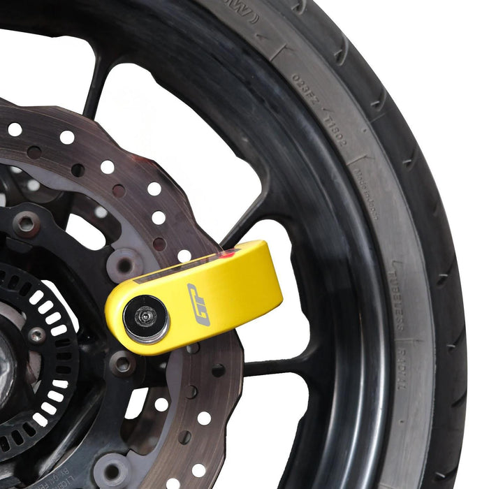 GP Kompozit For Universal Yellow Weather-Resistant, Anti-Theft Alarm Motorcycle Disc Lock