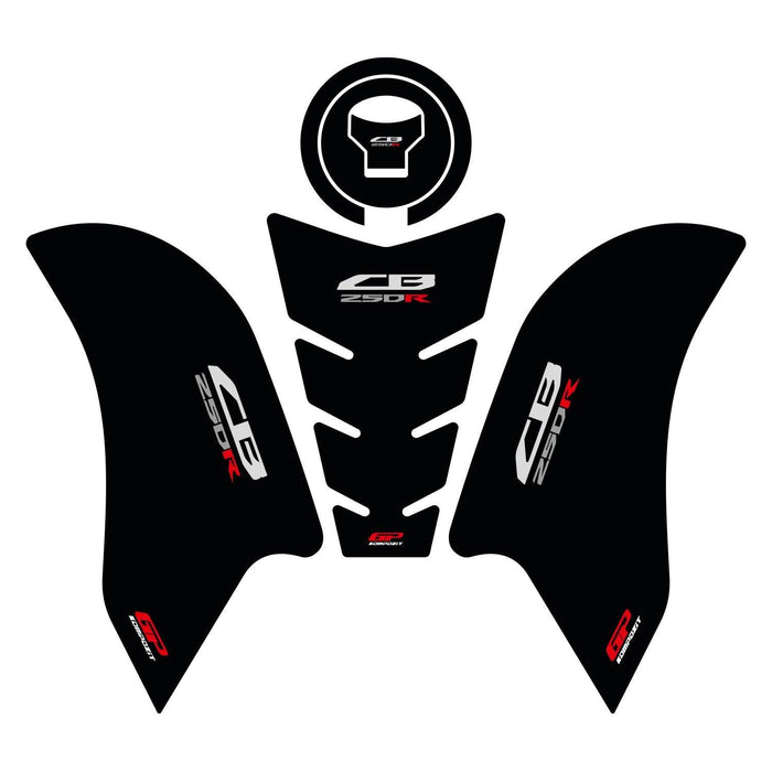 GP Kompozit Tank Pad Set Black Compatible For Honda CB250R / CB300R 2017-2023