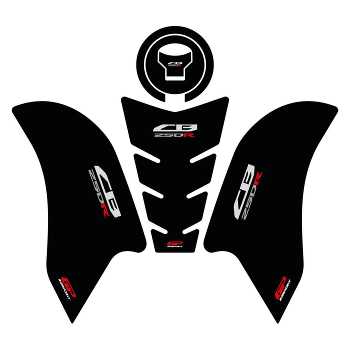 GP Kompozit Juego de almohadillas para depósito, color negro, compatible con Honda CB250R / CB300R 2017-2023 