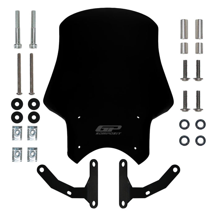 GP Kompozit Touring Windshield Windscreen Black Compatible For Honda CB125R / CB250R / CB300R  2018-2024