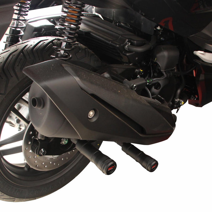 GP Kompozit Curseur de cadre d'échappement noir compatible avec Honda Forza 250 / Forza 300 / Forza 350 / NSS300 / NSS350 2018-2023 