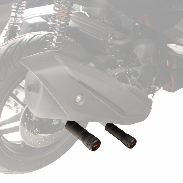 GP Kompozit Curseur de cadre d'échappement noir compatible avec Honda Forza 250 / Forza 300 / Forza 350 / NSS300 / NSS350 2018-2023 