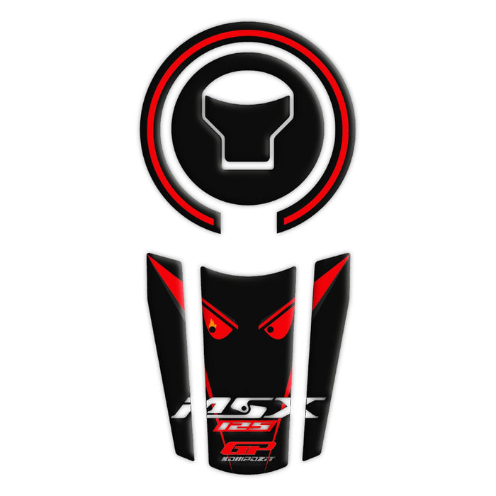 GP Kompozit Tank Pad Set Black-Red Compatible For Honda MSX125 2012-2018