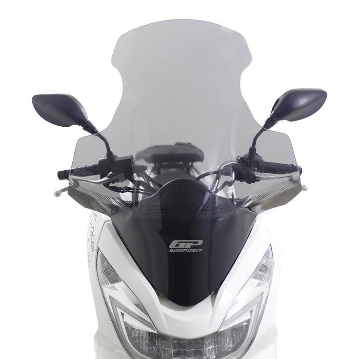 GP Kompozit Windshield Windscreen With Handguard Smoked Compatible For Honda PCX125 / PCX150 2014-2017