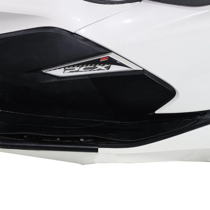 GP Kompozit Jeu de coussinets de réservoir à bande latérale blanc compatible pour Honda PCX125 / PCX150 2018-2020 