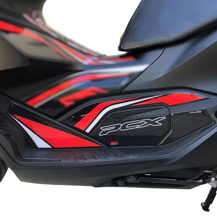GP Kompozit Side Strip Lower Leg Tank Pad Red Compatible For Honda PCX125 / PCX150 2021-2024