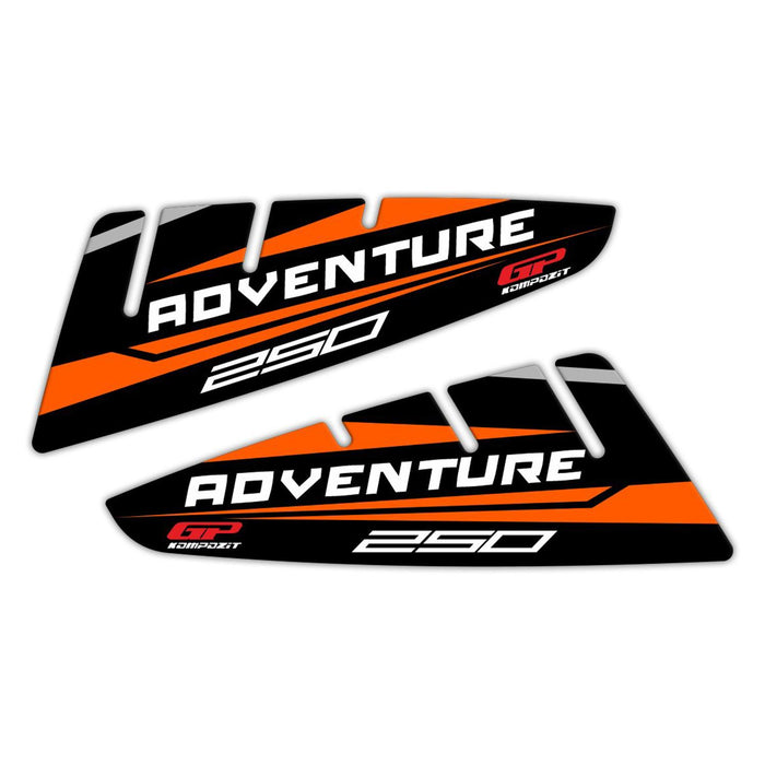 Jeu de protections de réservoir GP Kompozit noir-orange compatible pour KTM 250 Adventure 2020-2023 