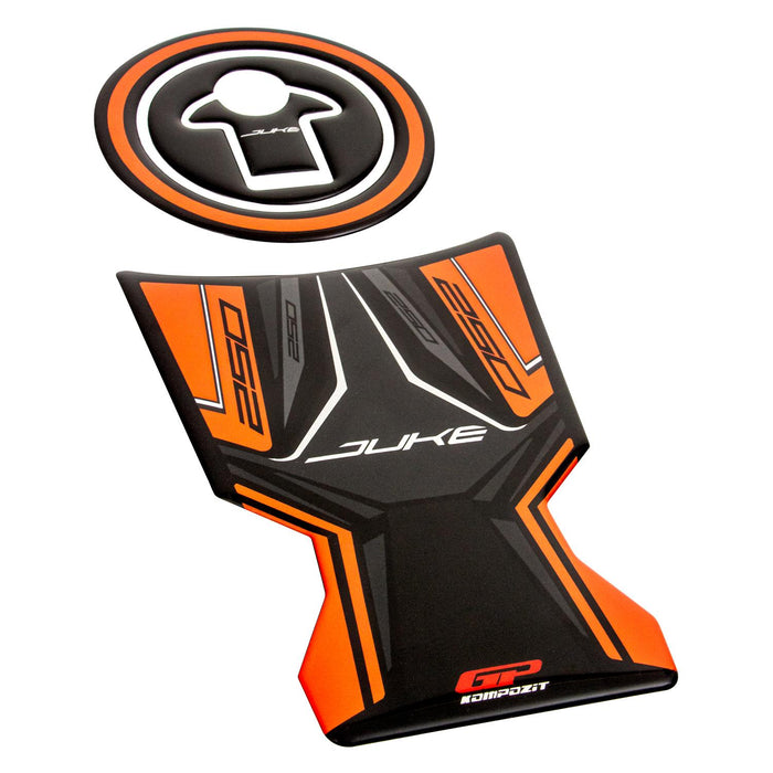 GP Kompozit Tank Pad Black-Orange Compatible For KTM 250 Duke 2017-2023