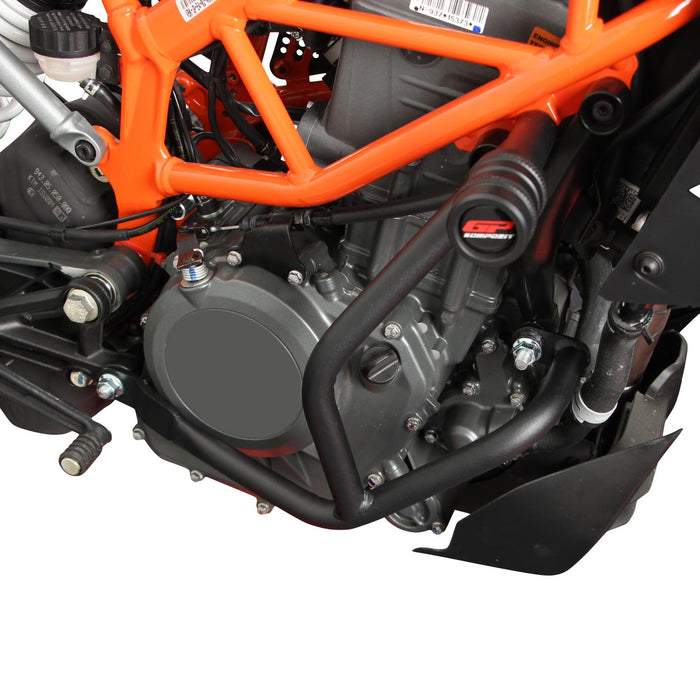 GP Kompozit Engine Guard Crash Bar Protection Black Compatible For KTM 250 Duke / 390 Duke 2017-2023